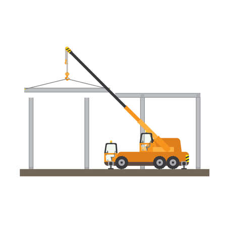 lifting steel by craneのイラスト素材