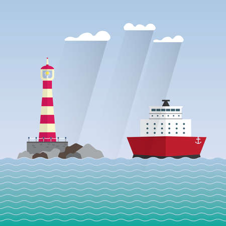 ship and lighthouseのイラスト素材