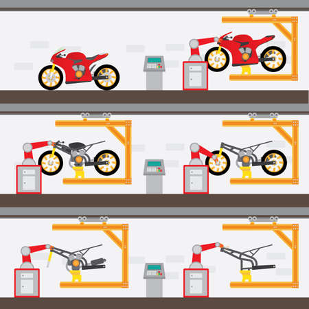 motorcycle factory, build the big bikeのイラスト素材