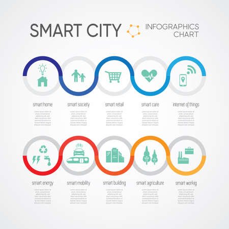 smart city with simple chart, infographic detail and iconのイラスト素材