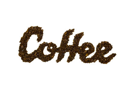 coffee text isolate to white backgroundの写真素材
