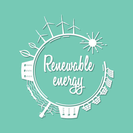 renewable energy text with circle iconのイラスト素材