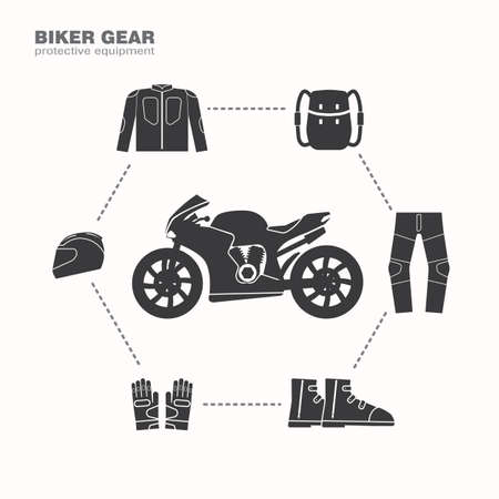 Biker gear icon, protection equipmentのイラスト素材