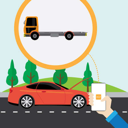 call help car service with application mobile phoneのイラスト素材