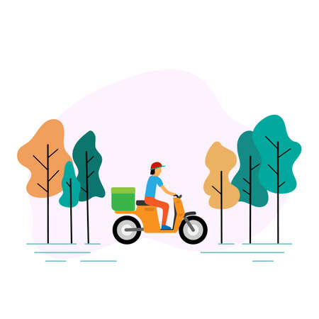 the motorcycle delivery the food, messengerのイラスト素材