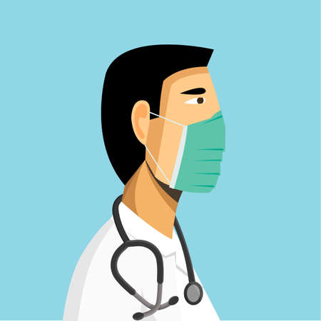 the doctor wearing the medical face maskのイラスト素材