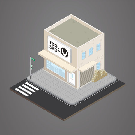 Tool shop building with isometric graphicのイラスト素材