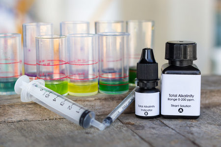 alkalinity test kit with syringeの写真素材