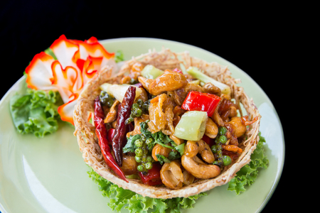 Cashew spicy salad on top viewの写真素材