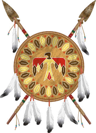 native american indian shield and spearsのイラスト素材