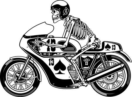 human skeleton driving motorcycleのイラスト素材