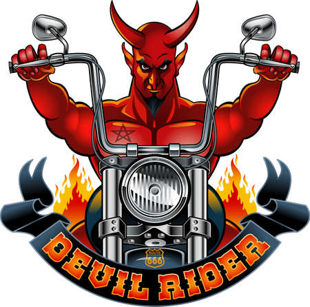 the devil riding a chopper motorcycleのイラスト素材