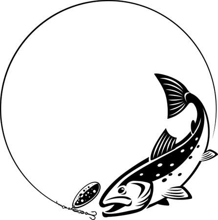 fish chasing fishing lureのイラスト素材
