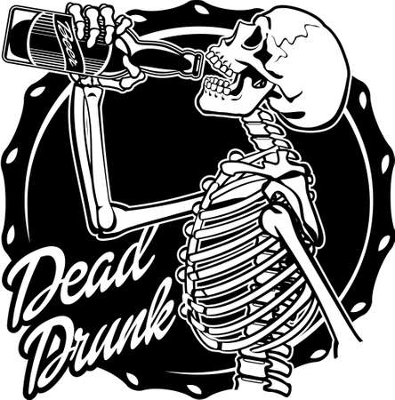 human skeleton holding beerのイラスト素材