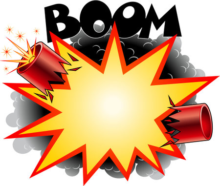 bomb explosion cartoon style vector backgroundのイラスト素材