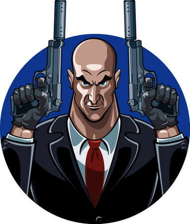 assassin holding gunsのイラスト素材