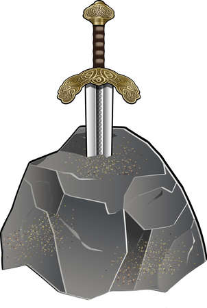 legendary excalibur, King Arthur's sword in the stoneのイラスト素材