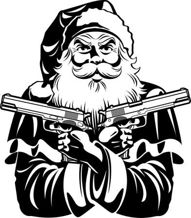santa claus with gunのイラスト素材