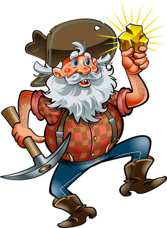 cartoon prospector with gold nuggetのイラスト素材