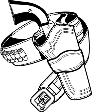 wild west revolver in gun holsterのイラスト素材