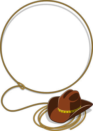 wild west lasso and cowboy hatのイラスト素材