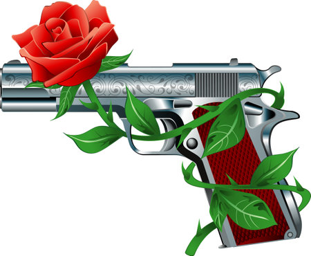 gun with roseのイラスト素材