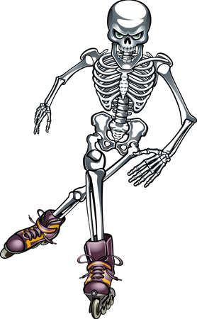 Human skeleton  inline skating wearing rollerbladesのイラスト素材