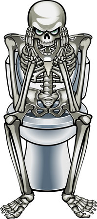 Human skeleton sitting on a toiletのイラスト素材