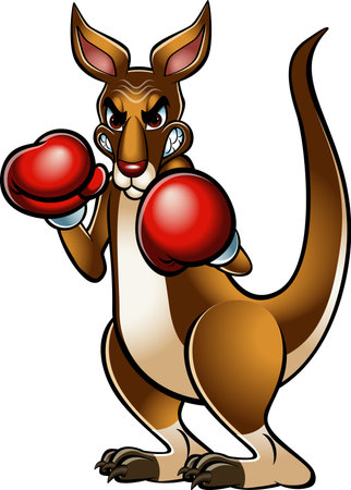 Cartoon style kangaroo wearing boxing glovesのイラスト素材