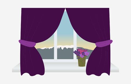 Mountain view from a window.のイラスト素材