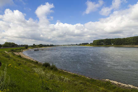 landscape with industrial skyline on rhine の写真素材