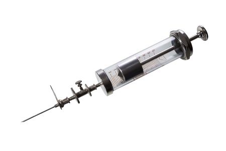 vintage syringes isolated on white の写真素材