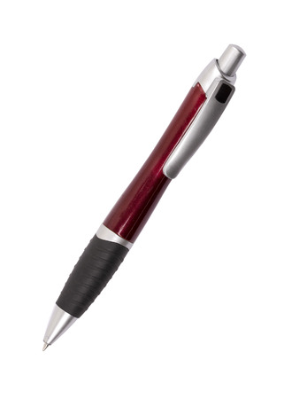 black, red and silver ball pen, isolated on white.の写真素材