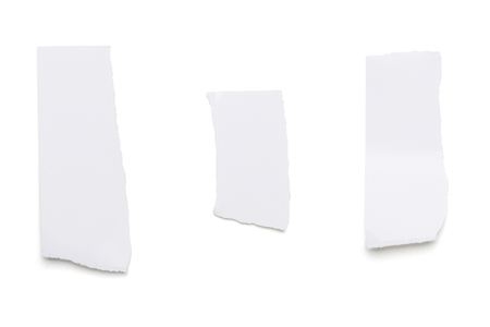 ripped white  pieces of paper, isolated on white.の写真素材