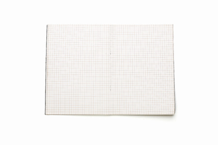 blank open squared text book, isolated on white.の写真素材