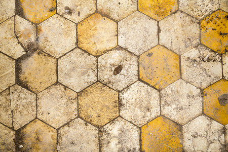 very dirty hexagonal floor for backgroundsの写真素材