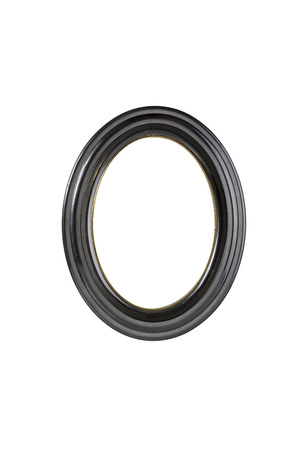 oval black picture frame, isolated on whiteの写真素材