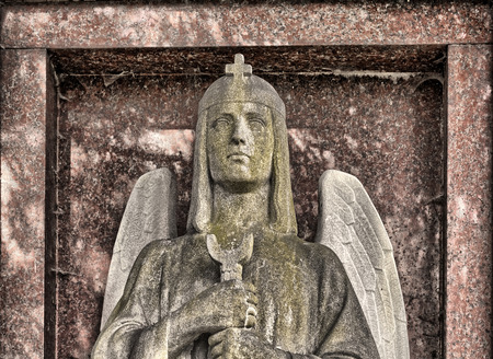 sculpture of an angel with sword, unknown artist of the 18th centuryの写真素材