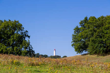 landscape and lighthouse Dornbusch at Hiddensee islandの写真素材