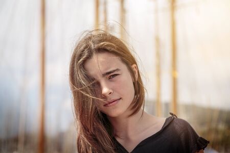 outdoor portrait of a teenage girlの写真素材