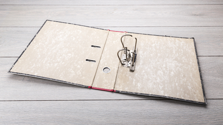 open empty file folder on a tableの写真素材