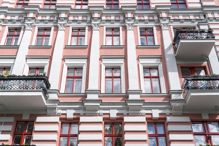 beautiful old house with stucco in Berlin , Kreuzbergの写真素材