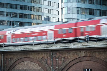 red german train in motion