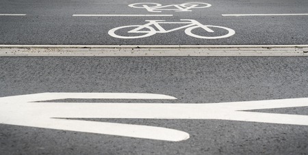 road markings for bicycles and pedestriansの写真素材
