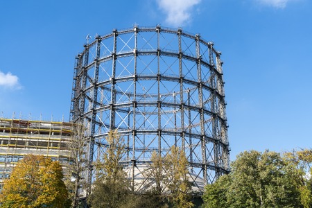 old gas storage and construction site found in Berlinの写真素材