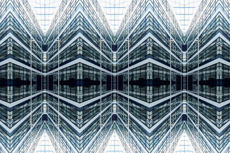symmetry architectural pattern of a glassy facadeの写真素材