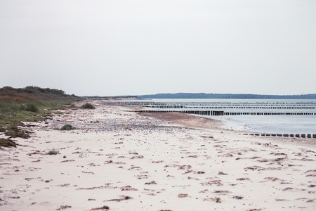 Hiddensee Island Germany, rows of groins in the Baltic Sea