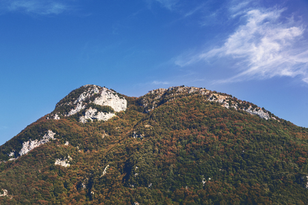 Italy Tuscany, mountain with blue skyの写真素材
