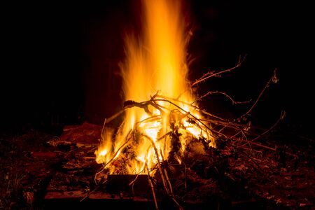 campfire in the night for backgrounds and compositionsの写真素材