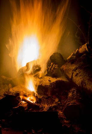 campfire in the night for backgrounds and compositionsの写真素材